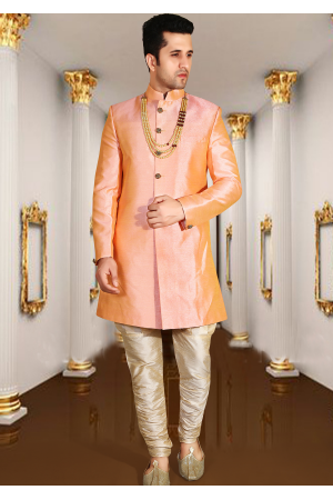 Light peach Color Designer New Indo Western Sherwani